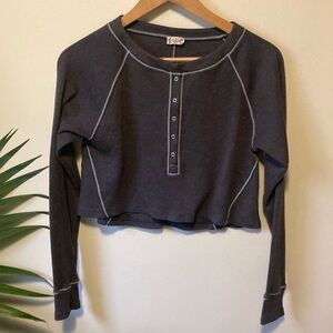 Intimately by Free People cropped thermal top with thumb holes